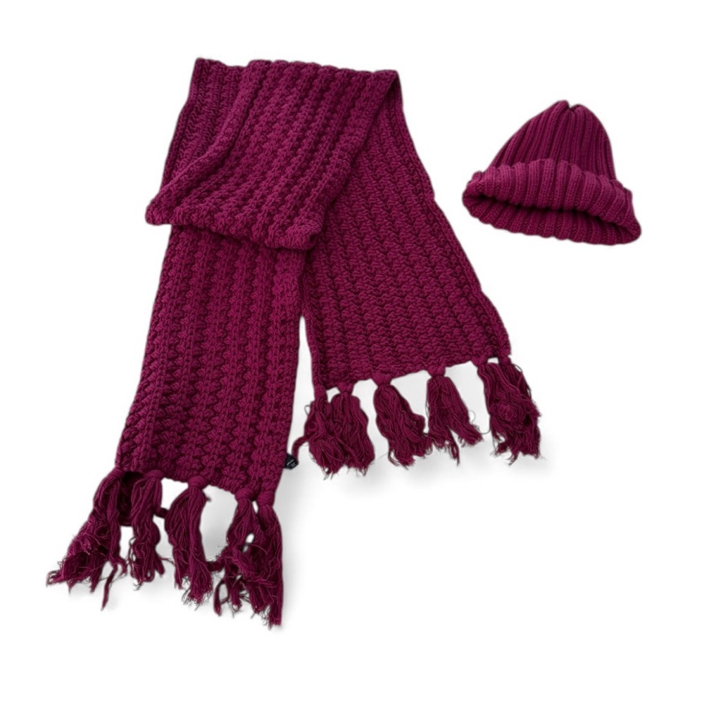 GAP Deep Red Knit Scarf and Hat Set